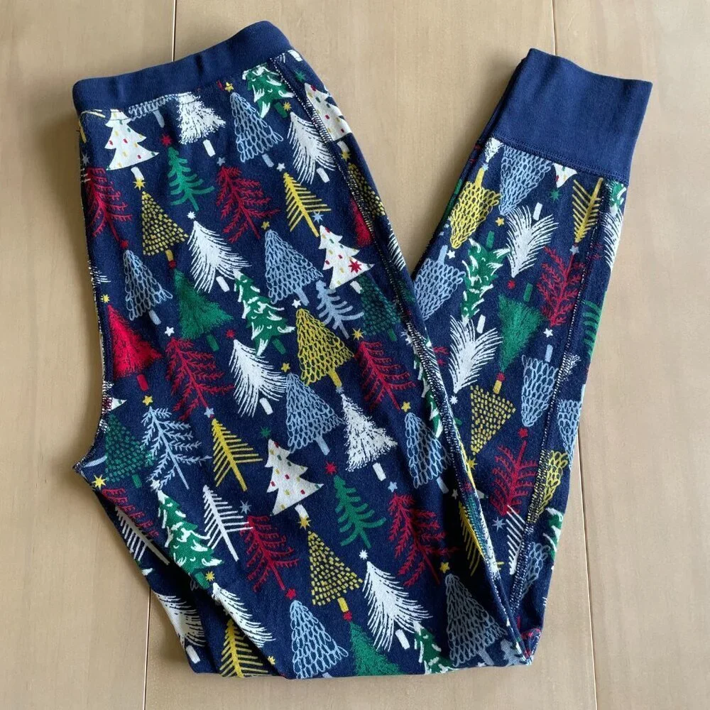 Hanna Andersson Women's Long John Pajama Pant, Twinkly Trees On‎ Navy - Size SM